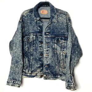 vintage 80s LEVI’S Acid Wash Jean Denim Jacket made in the USA Large